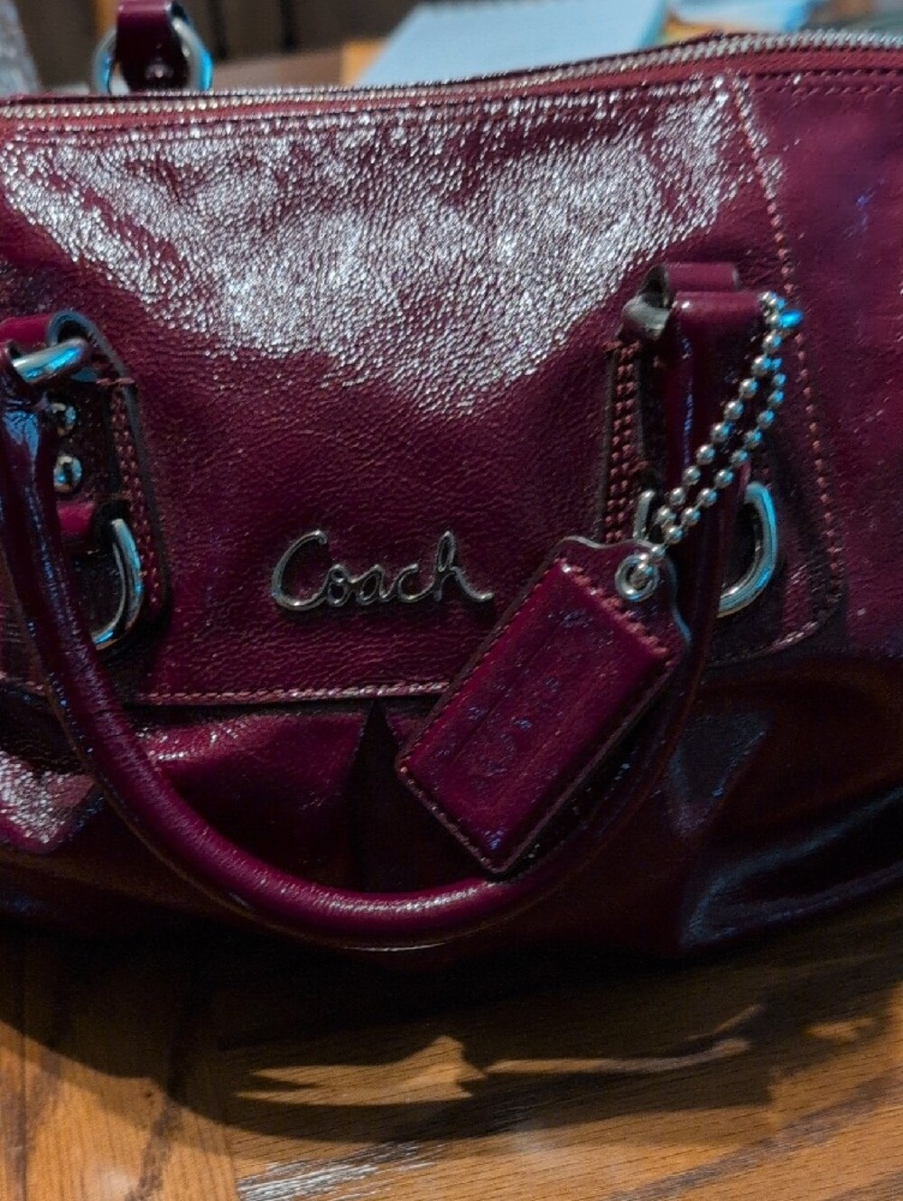 Coach Patent Leather Satchel in Deep Berry - Picture 2 of 11